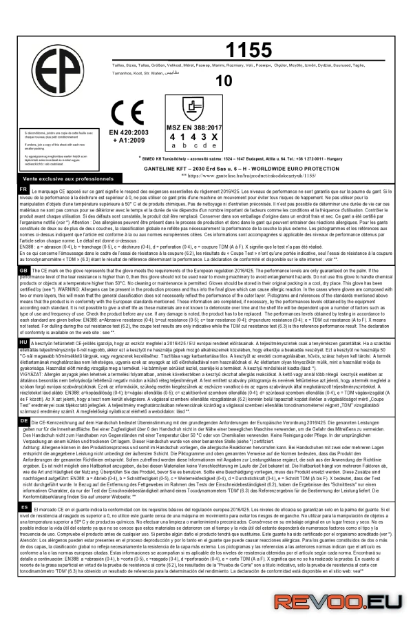 Bőrkesztyű marhahasíték vászon kézhát  Euro Protection 1155 2.