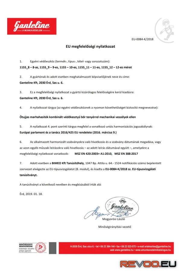 Bőrkesztyű marhahasíték vászon kézhát  Euro Protection 1155 3.