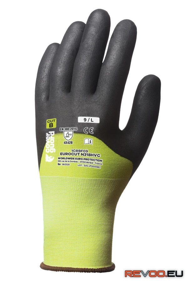 Eurocut 3 sárga vágásbiztos3/4 hát mikrohabosított nitril   Euro Protection 1CRBF 1.