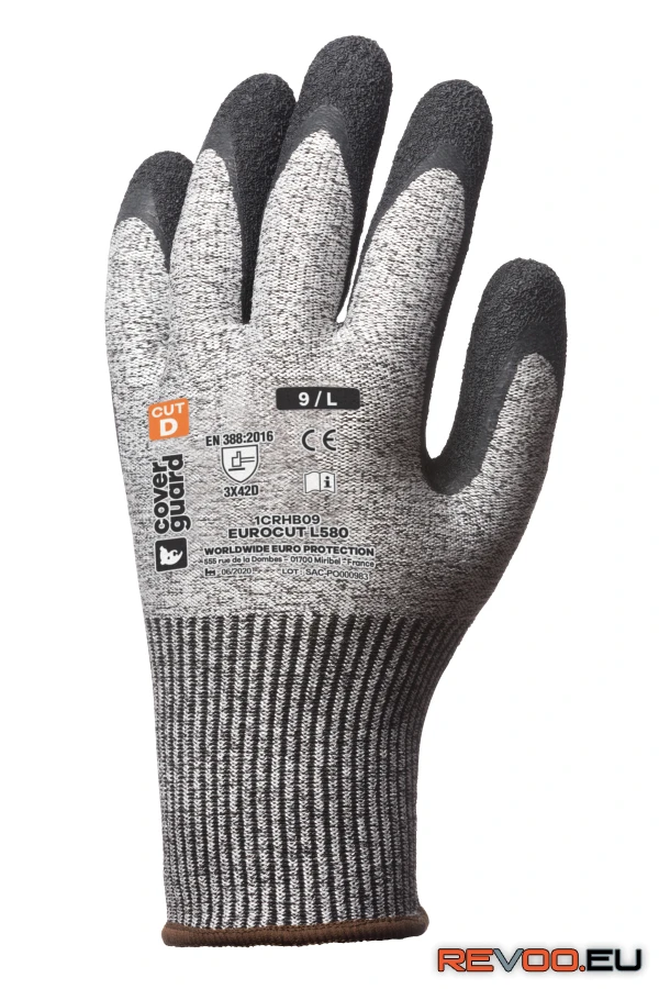 Eurocut 5 vágásbiztos tenyerén krepp latex Eurotechnique 1CRHB 1.