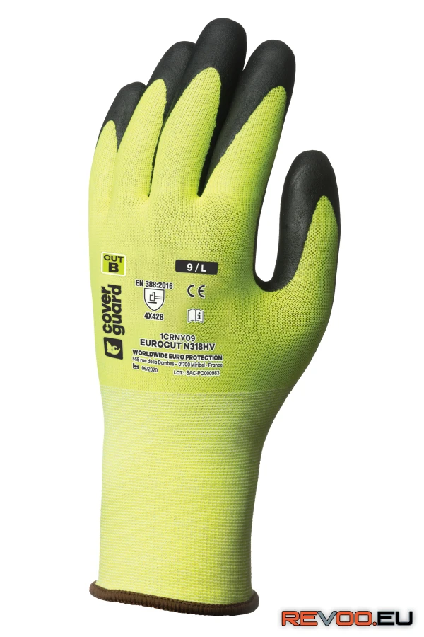 Eurocut 3 sárga vágásbiztos mikrohabosított nitril tenyér   Eurotechnique 1CRNY 1.