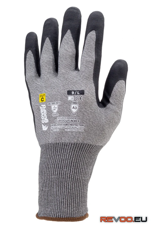Eurocut N303 mikrohabosított nitril tenyér 18g vágásbiztos kesztyű   Coverguard 1CUCC00 1.
