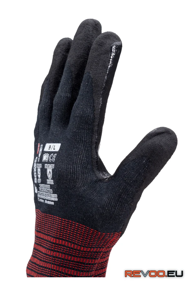 Eurocut N606 mikrohabosított nitril tenyerű vágásbiztos kesztyű Coverguard 1CUFF00 5.