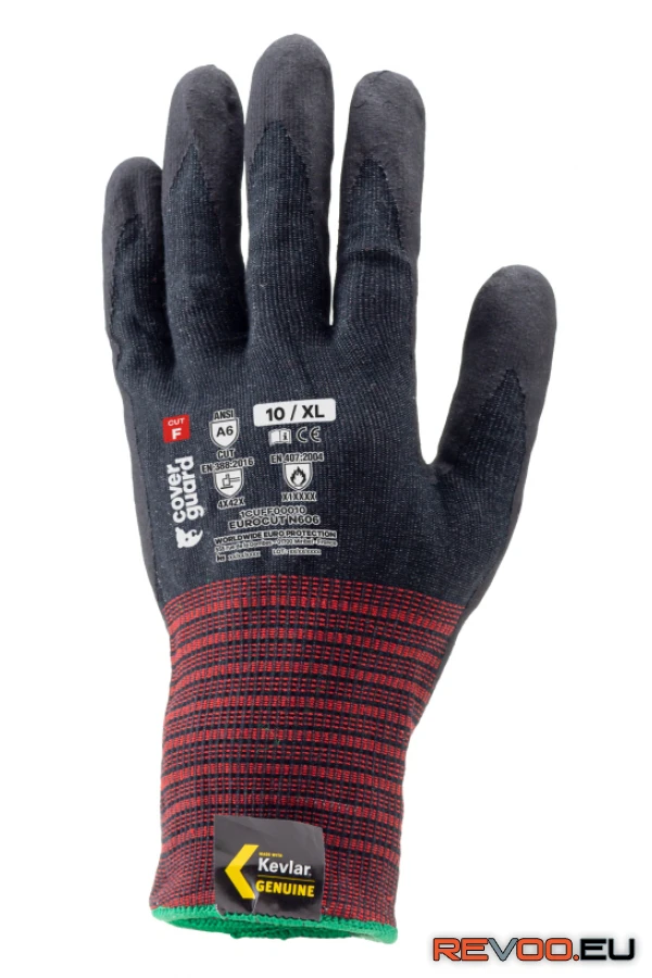 Eurocut N606 mikrohabosított nitril tenyerű vágásbiztos kesztyű Coverguard 1CUFF00 1.