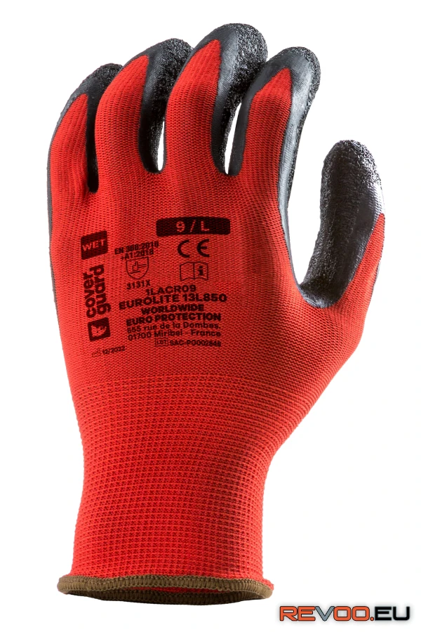 Eurogrip 13L850 tenyerén latex mártott kesztyű Eurotechnique 1LACR 1.