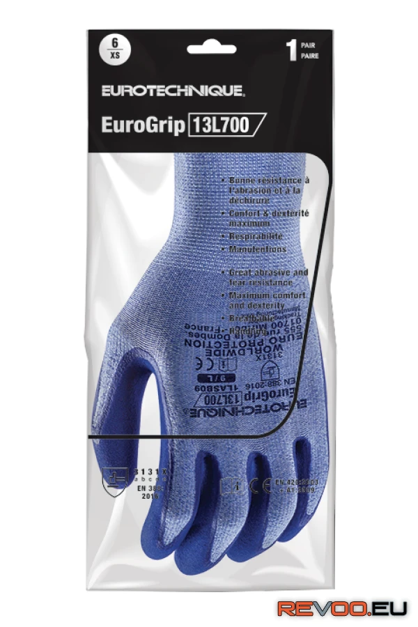 Eurogrip kesztyű duplarétegű latex csúszásbiztos tenyérrel Coverguard 1LASB 4.