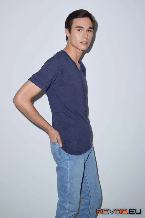 Tri-blend kevertszálas rövid ujjú V-nyakú póló   American Apparel AATR461 4.