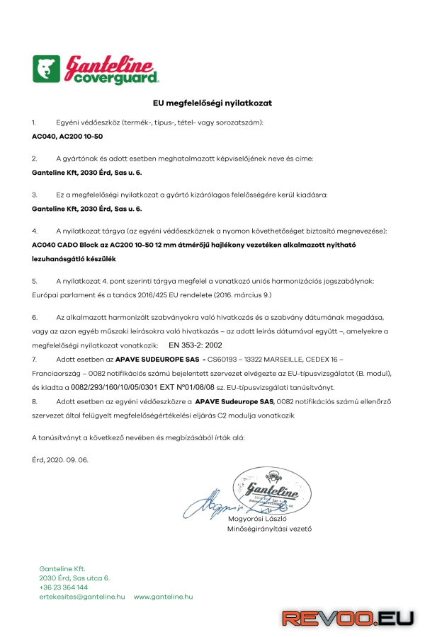 12mm átmérőjű statikus kötél Cado AC200 2.