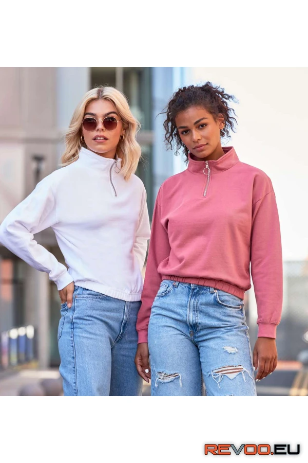 Női vágott 1/4 cipzáras pulóver   Just Hoods AWJH037 1.