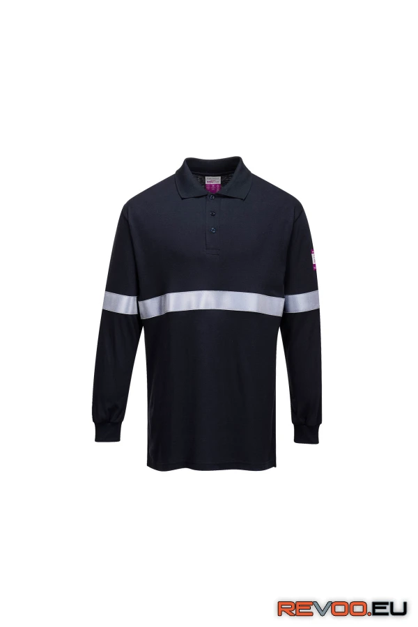 Lángálló, antisztatikus hosszú ujjú galléros póló, fényvisszaverő csíkkal Portwest FR03 2.