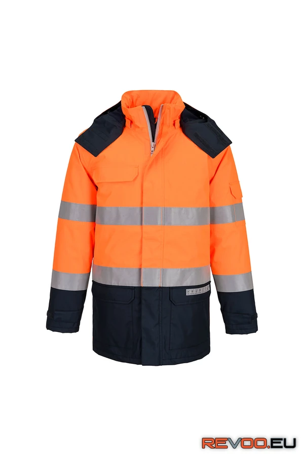 Bizflame Rain + Hi-Vis Multi-Norm Contrast FR lángálló, antisztatikus és saválló téli kabát Portwest FR617 1.