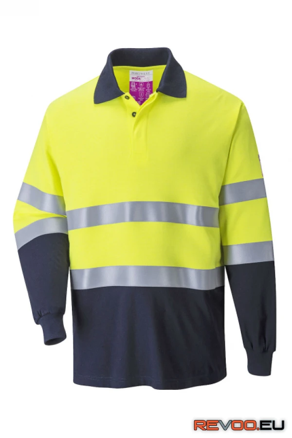 Lángálló, antisztatikus kéttónusú galléros póló Portwest FR74 1.