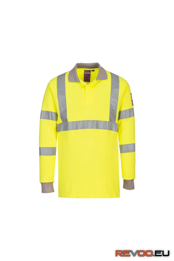 Lángálló, antisztatikus, láthatósági, hosszú ujjú galléros póló Portwest FR77 2.