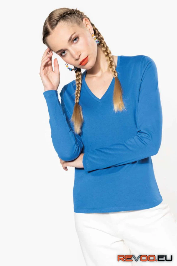 Hosszú ujjú V-nyakú póló Kariban KA382 1.