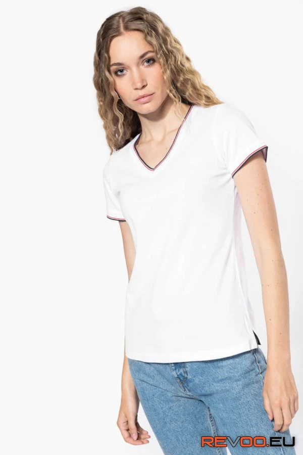 Piké anyagú V-nyakú póló Kariban KA394 1.