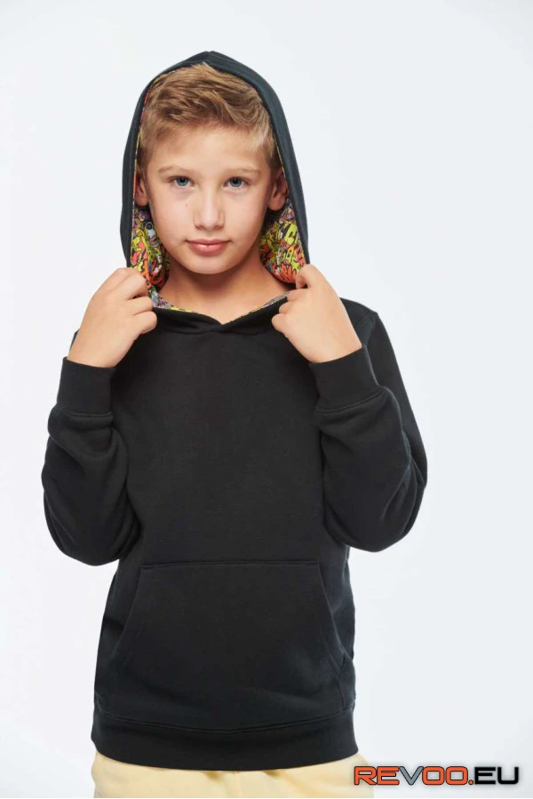 Uniszex kids contrast patterned kapucnis pulóver Kariban KA4014 1.