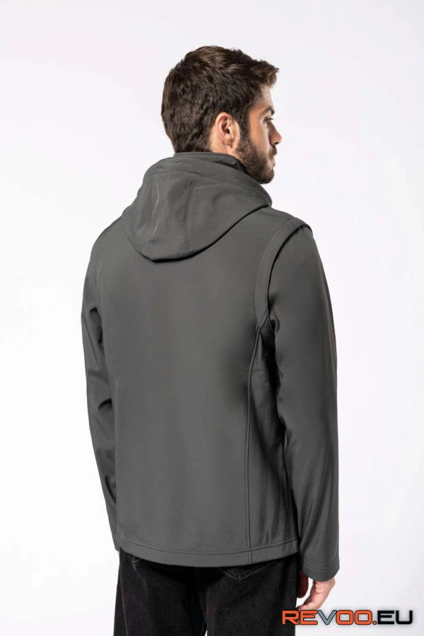 Uniszex 3 rétegű softshell kapucnis dzseki levehető ujjakkal Kariban KA422 5.
