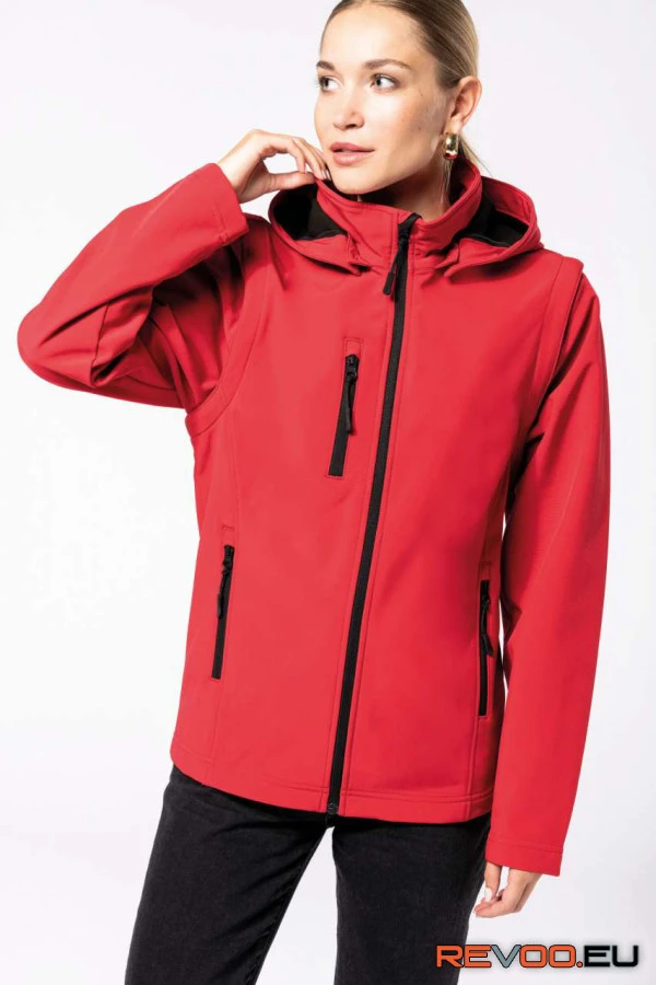 Uniszex 3 rétegű softshell kapucnis dzseki levehető ujjakkal Kariban KA422 6.