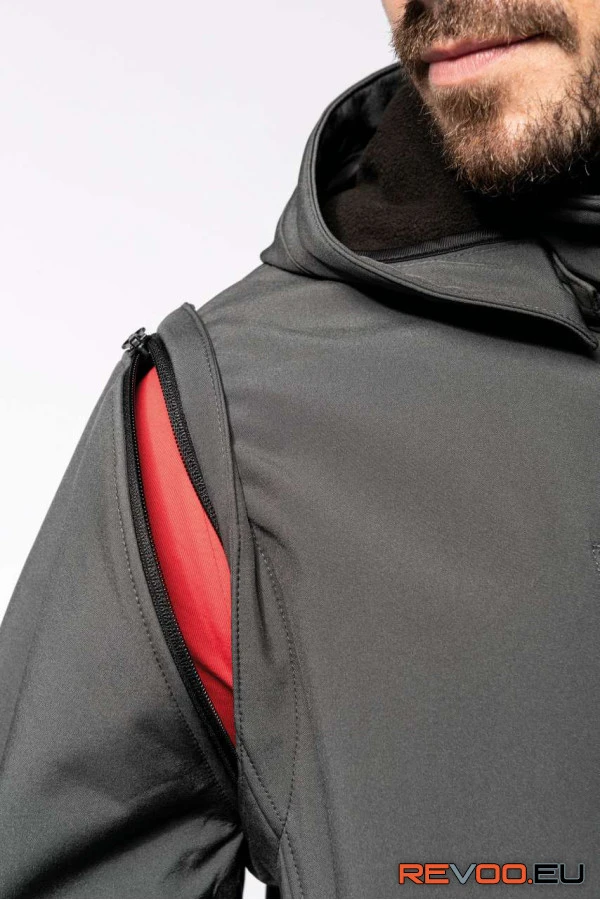 Uniszex 3 rétegű softshell kapucnis dzseki levehető ujjakkal Kariban KA422 8.