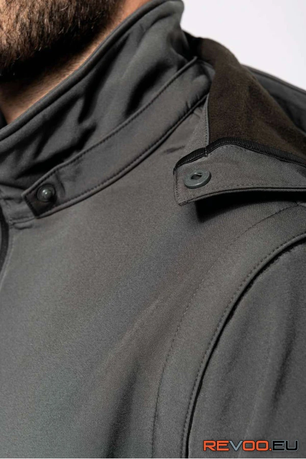 Uniszex 3 rétegű softshell kapucnis dzseki levehető ujjakkal Kariban KA422 9.
