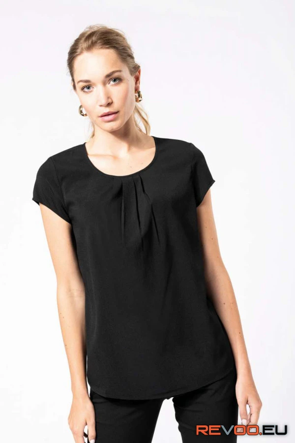 Rövid ujjú krepp blúz Kariban KA5002 7.