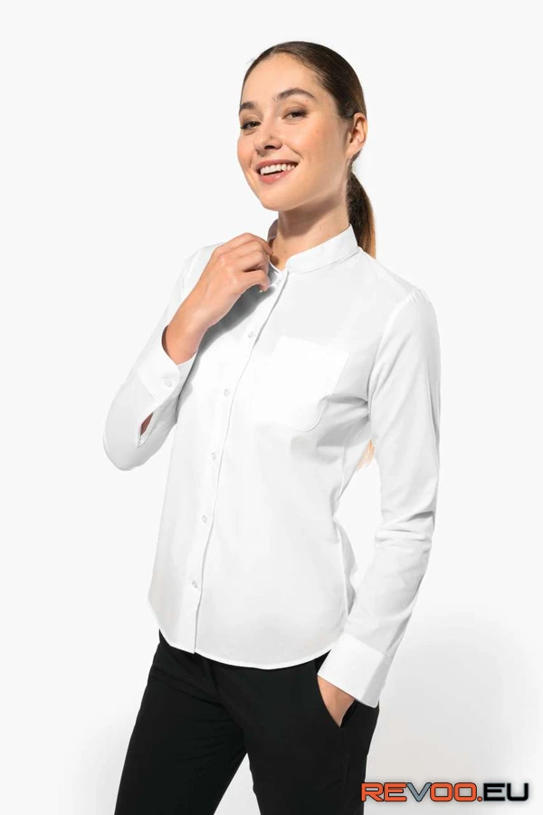 Hosszú ujjú mandarin galléros női ing Kariban KA514 8.
