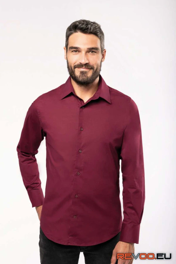 Hosszú ujjú pamut-elasztán ing Kariban KA529 2.