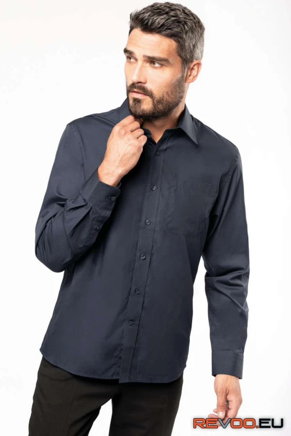 Hosszú ujjú pamut poplin ing Kariban KA541 2.