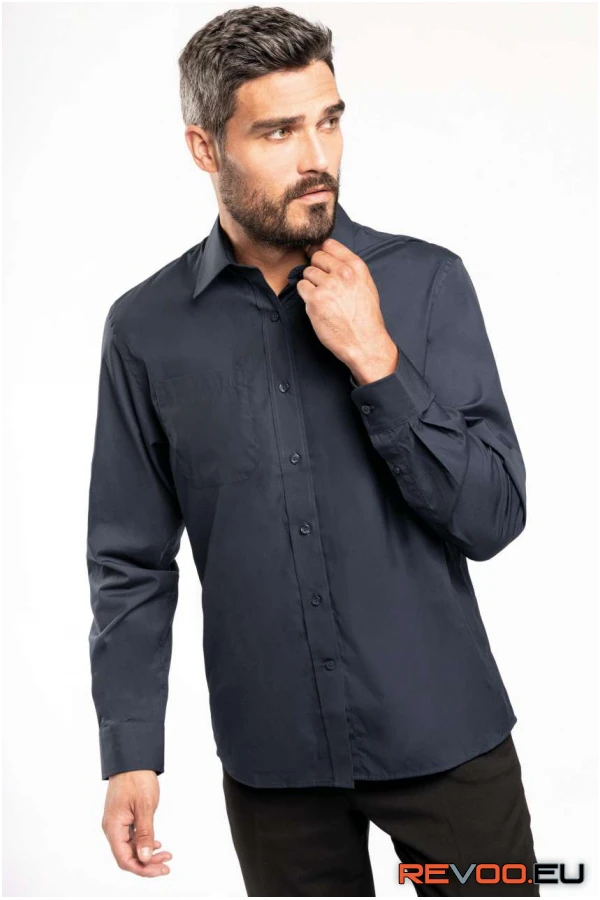 Hosszú ujjú pamut poplin ing Kariban KA541 1.