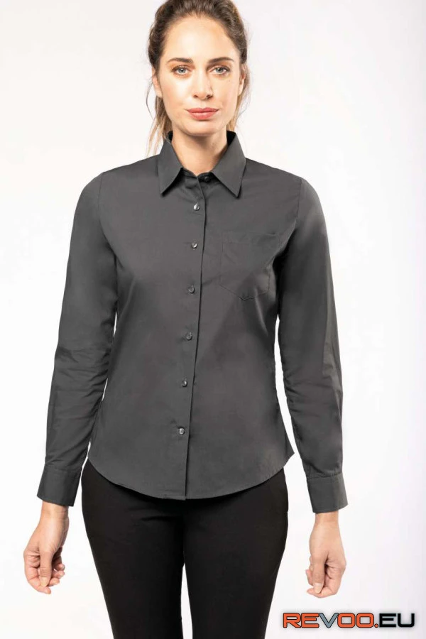 Hosszú ujjú pamut poplin ing Kariban KA542 2.