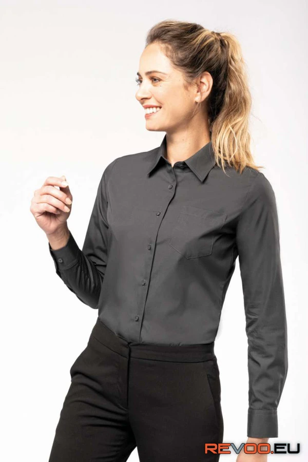 Hosszú ujjú pamut poplin ing Kariban KA542 3.