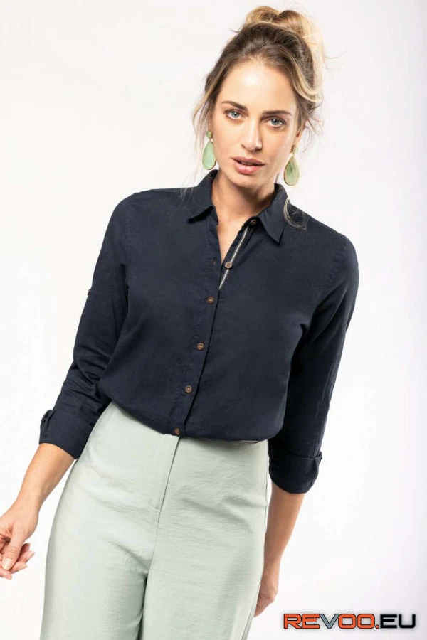 Hosszú ujjú lenvászon és pamut ing Kariban KA589 2.