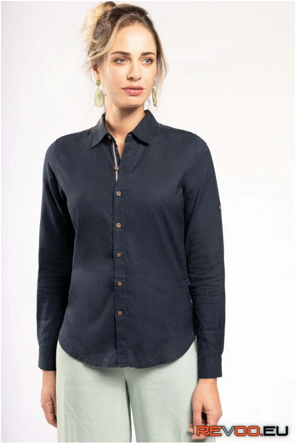 Hosszú ujjú lenvászon és pamut ing Kariban KA589 1.