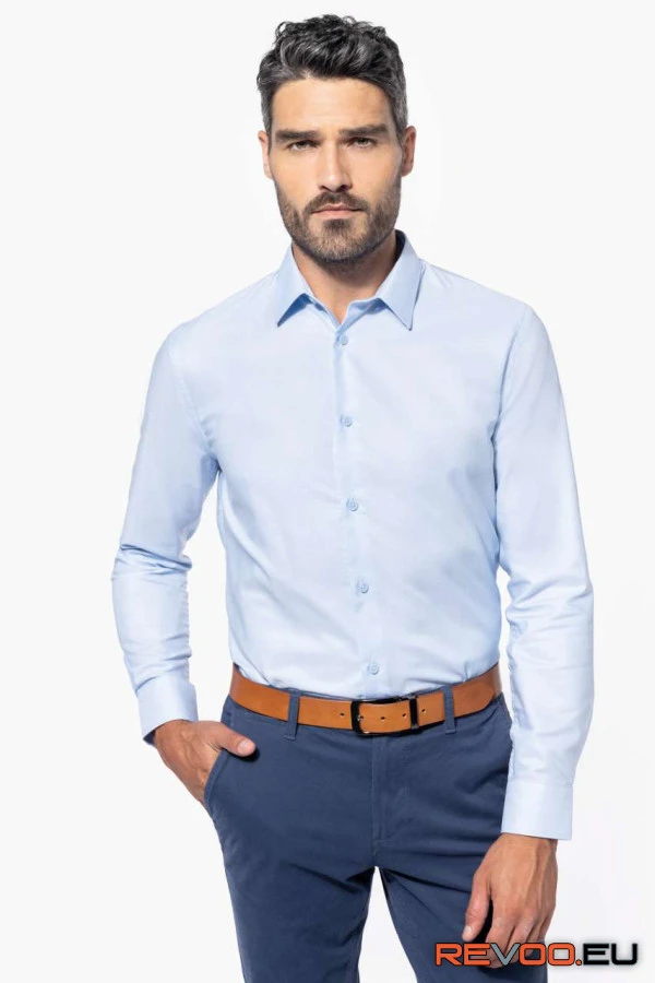 Férfi easy care hosszú ujjú zseb nélküli ing Kariban KA595 3.