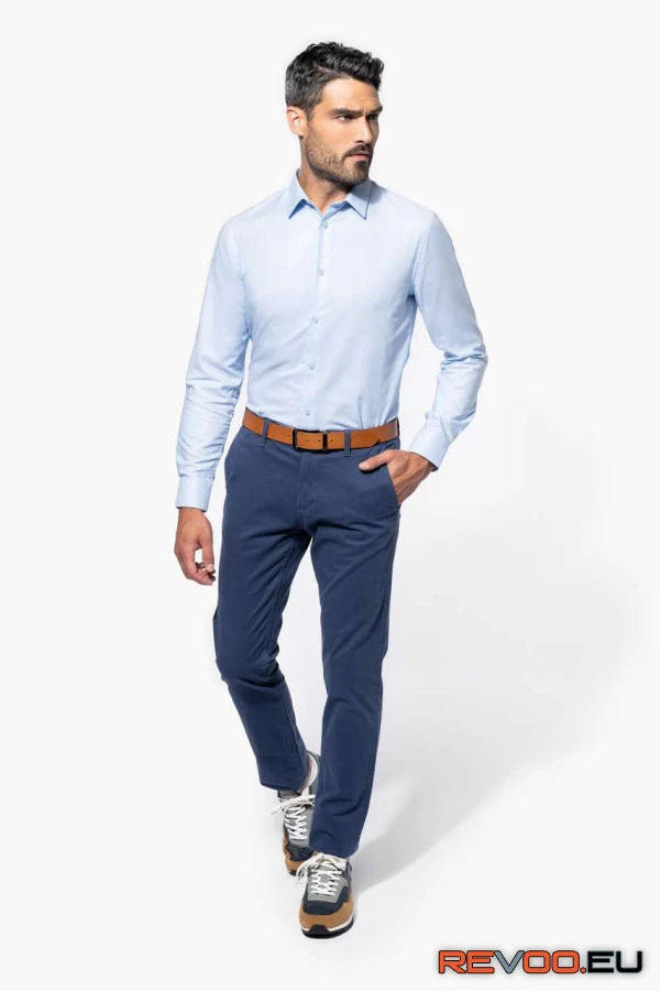 Férfi easy care hosszú ujjú zseb nélküli ing Kariban KA595 4.