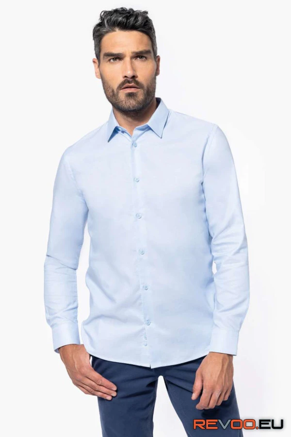 Férfi easy care hosszú ujjú zseb nélküli ing Kariban KA595 1.