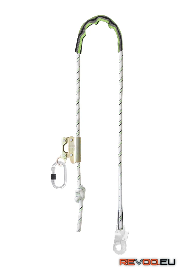 Állítható rögzítőpánt munkapozícionálóval, acél rögzítőkampóval és karabinerrel-2m Kratos KRA-FA4090320 1.