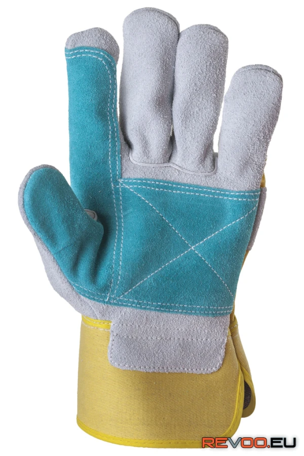 Bőrkesztyű, dupla hasítékbőr tenyér/sárga vászon Euro Protection MO230 2.