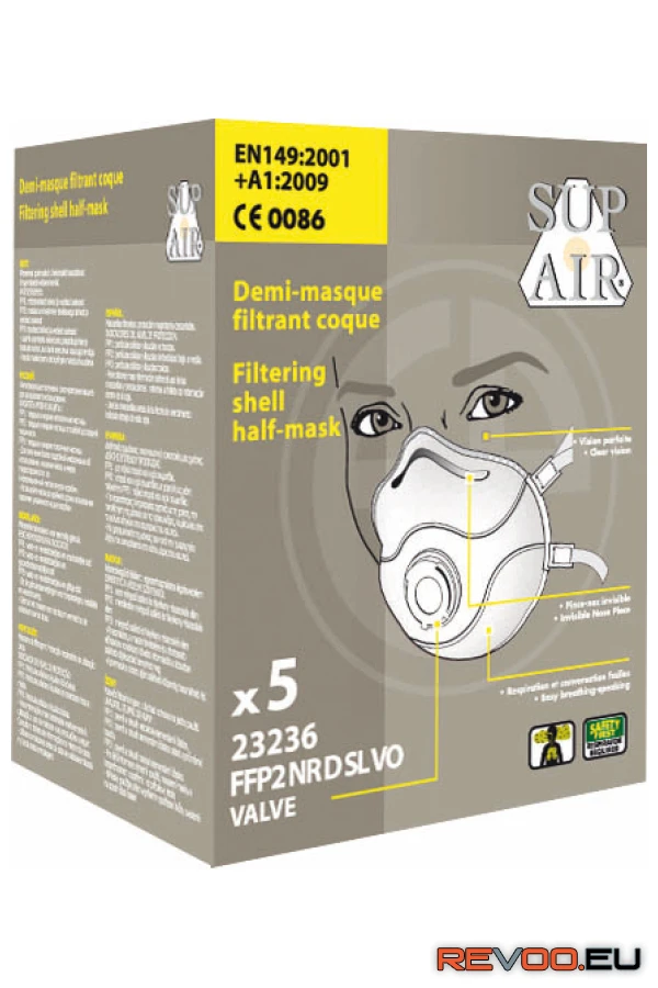 FFP2 SL NR D VO aktívszenes, szelepes pormaszk   SupAir MO23236 5.