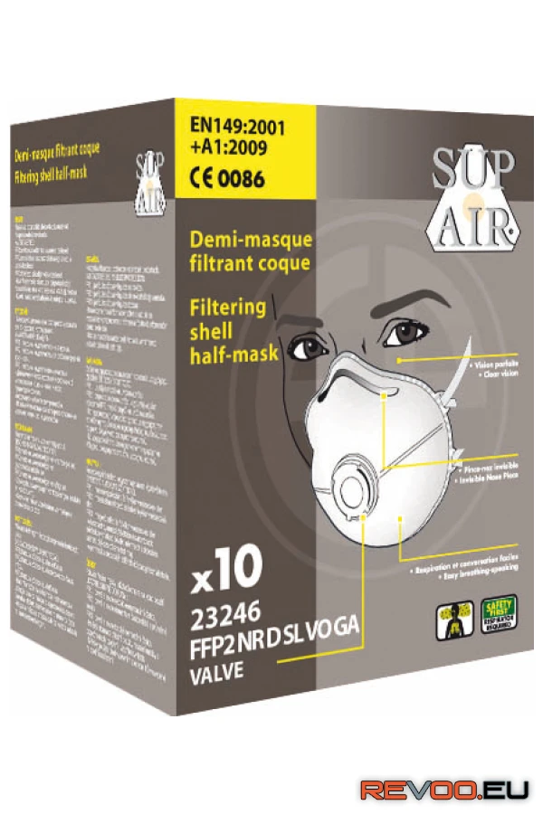 FFP2 SL NR D VO-GA aktívszenes, szelepes pormaszk   SupAir MO23246 4.