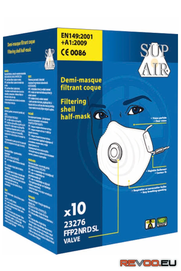 FFP2 SL D szelepes kagyló formájú pormaszk   SupAir MO23276 6.