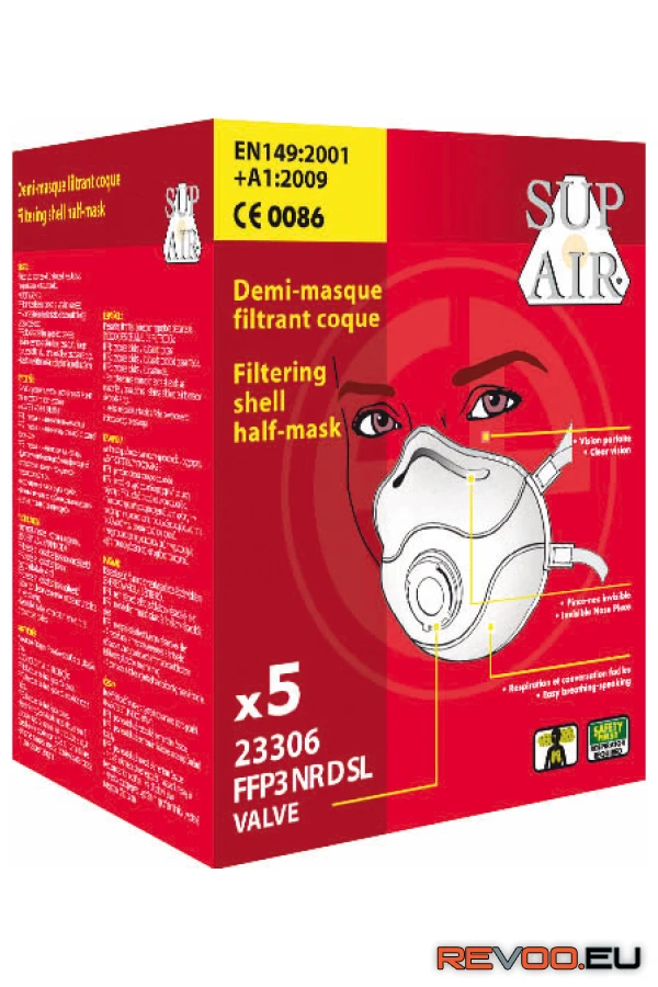 FFP3 SL NR D szelepes csésze formájú pormaszk   SupAir MO23306 6.
