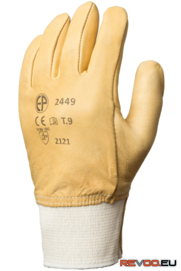 Bőrkesztyű, sárga színmarha tenyér és kézhát, víztaszító   Euro Protection MO2450 1.