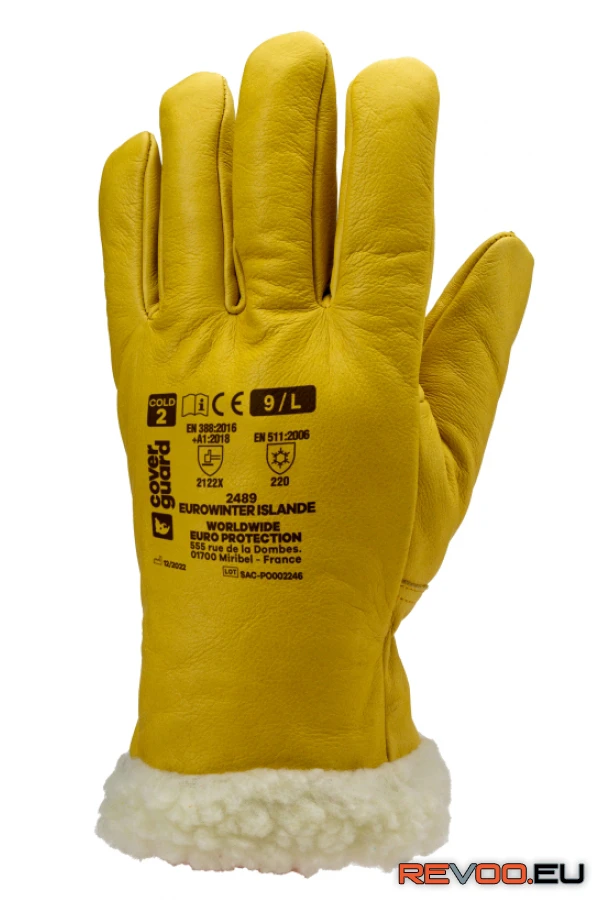 Bőrkesztyű, téli, Islande, sárga színmarha/szőrmebélés Euro Protection MO2490 1.