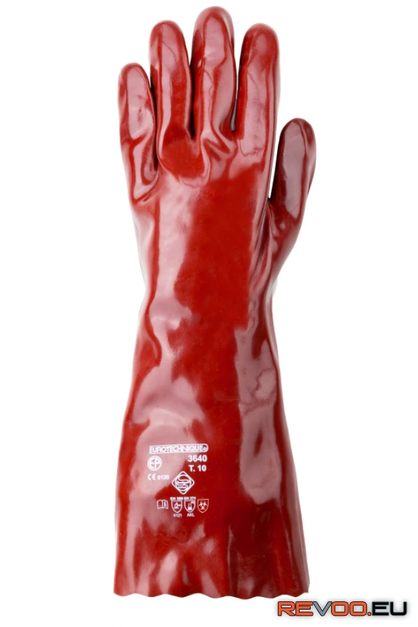 Mártott PVC kesztyű, sav/lúg/olajálló Euro Protection MO3640 1.