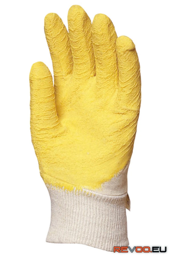 Mártott sárga latex, csúszásbiztos, szellőző kézhát   Euro Protection MO3800 2.