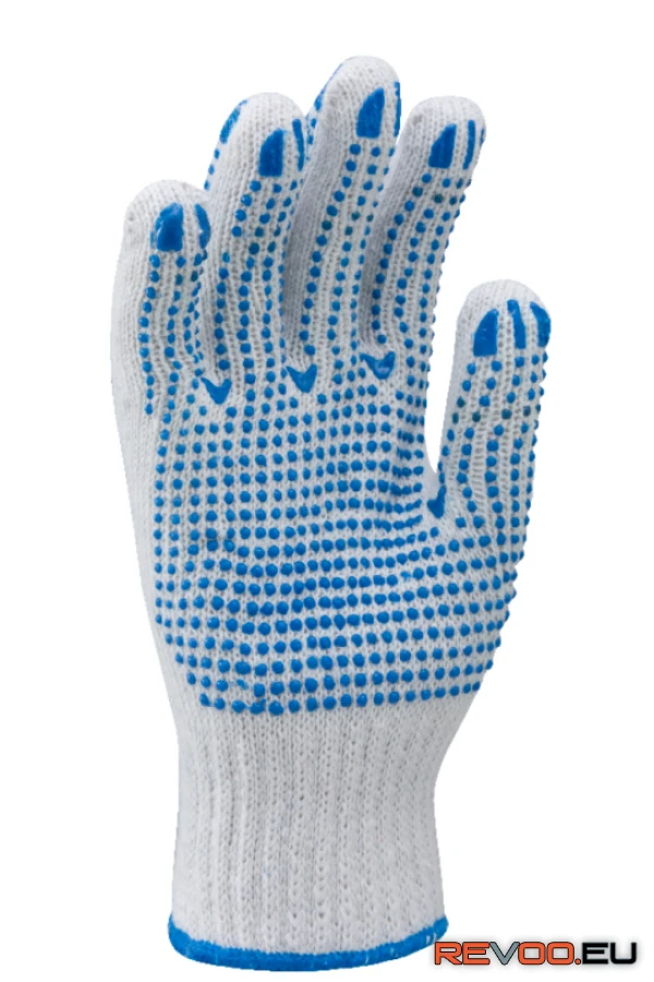 Kötött PE/pamut kesztyű, két oldalon pöttyös  Euro Protection MO4350 1.