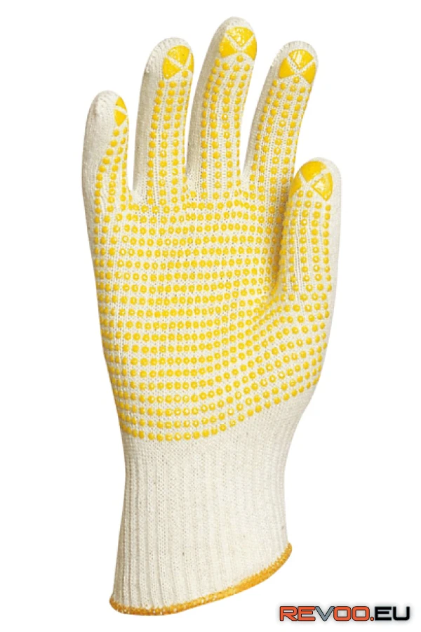 Kötött duplaszálas pamutkesztyű, sárga pöttyös tenyérrel Euro Protection MO4360 1.