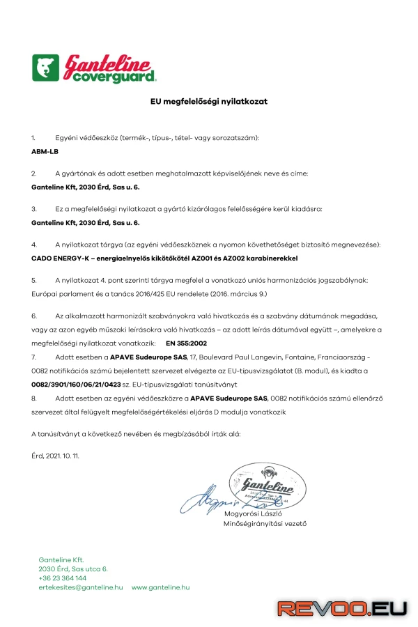 Energy-K energiaelnyelő karabinerrel Cado MOABM-LB 2.