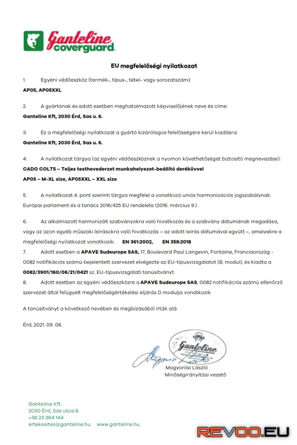 Colt5 teljes testhevederzet derékövvel   Cado MOAP05 2.